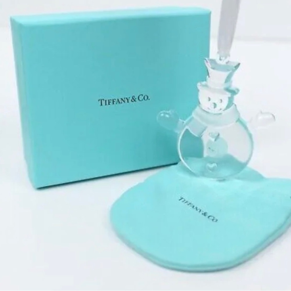 Tiffany & Co Snowman with Scarf Glass Crystal Christmas Ornament